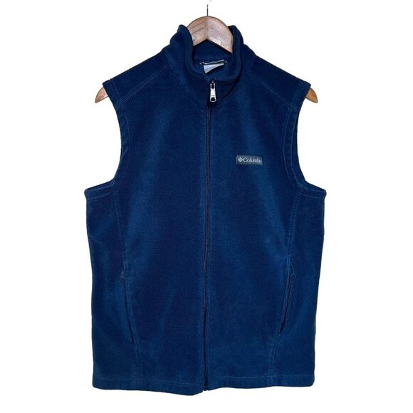 Columbia Men size Small Full Zip Navy Fleece Vest - Picture 1 of 7